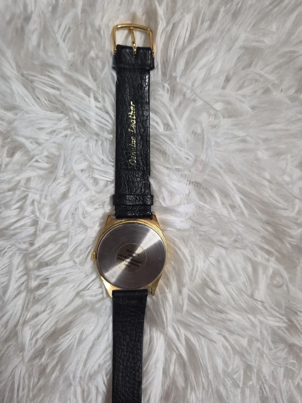 Vintage The Kids On The Block Watch Black Leather Band Gold Tone Round Face Pupp